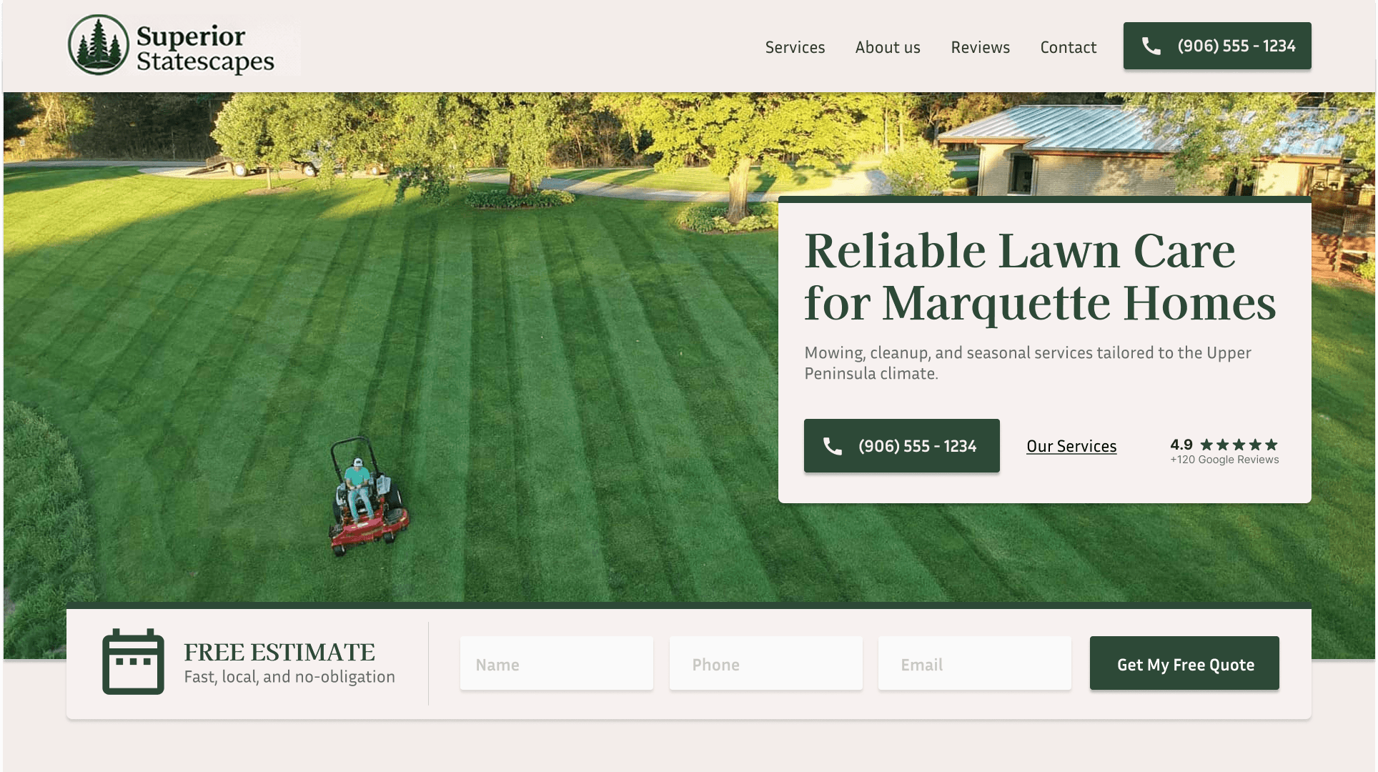 Marquette Lawn Care Website